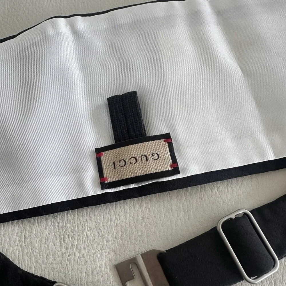 NEW GUCCI SILK CUMMERBUND Black Sz S 100% Authentic Made In Italy GG - Picture 6 of 9